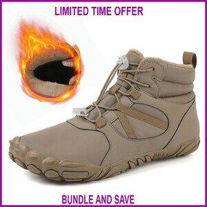 Fur Lined Barefoot Trail Running Shoes Wide Toe Box Winter Hiking Boots